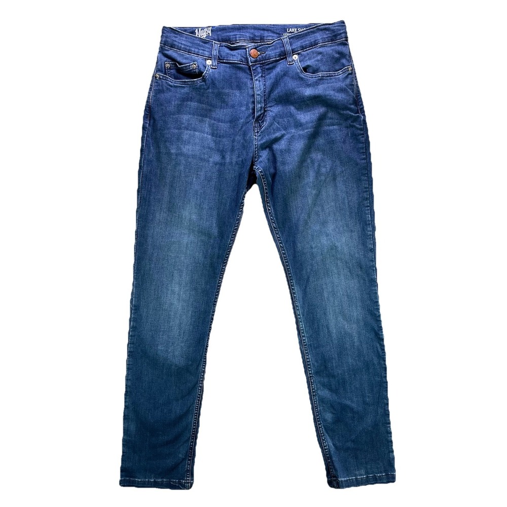 Mugsy Lake Shores Slim Fit Tapered Jeans Mens 34x32 Blue Stretch Denim FLX3NLA